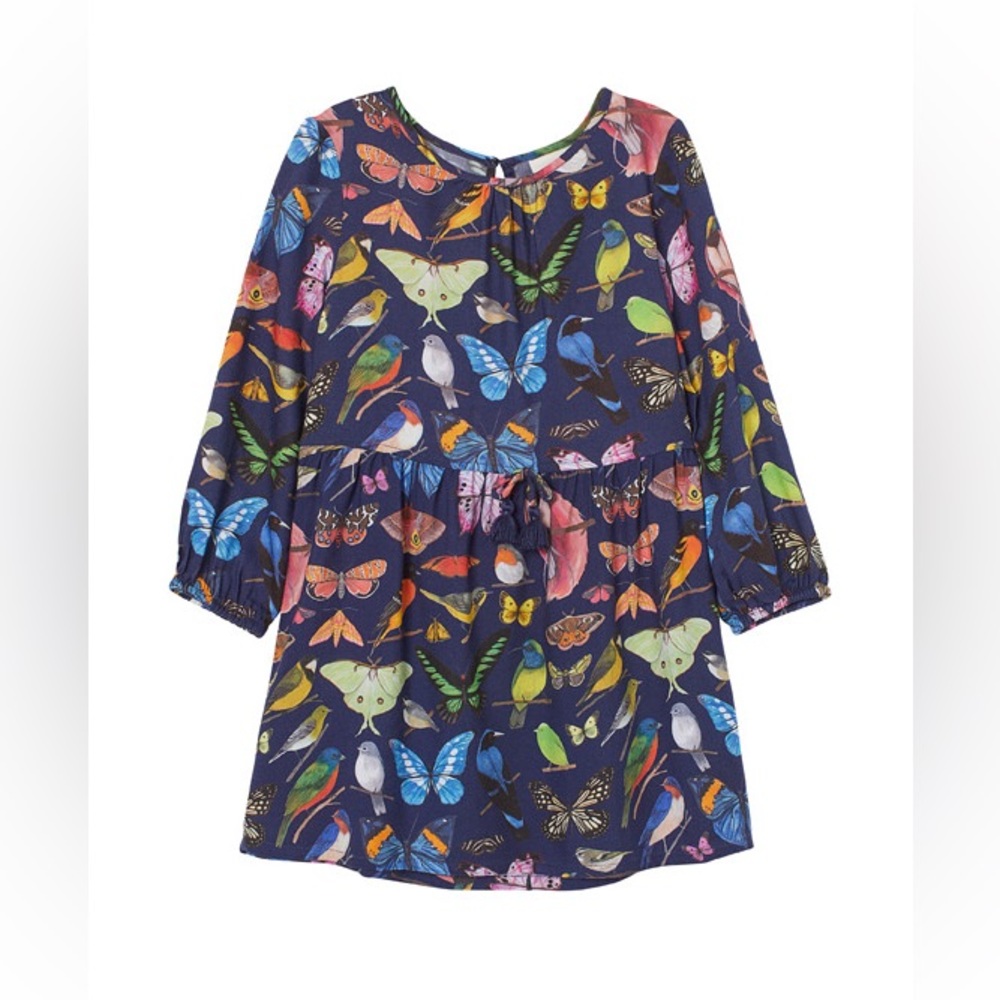 Kelzuki x H&M Navy Blue Birds and Butterflies Dress size 2-3 Years